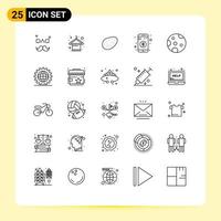 Stock Vector Icon Pack of 25 Line Signs and Symbols for coding nature patato moon share Editable Vector Design Elements