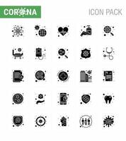 COVID19 corona virus contamination prevention Blue icon 25 pack such as scan virus hand sanitizer virus hand heart care viral coronavirus 2019nov disease Vector Design Elements