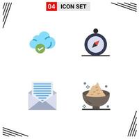 4 User Interface Flat Icon Pack of modern Signs and Symbols of cloud email technology navigation letter Editable Vector Design Elements