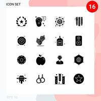 Universal Icon Symbols Group of 16 Modern Solid Glyphs of pen stationary message essential tools message Editable Vector Design Elements