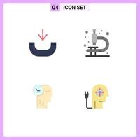 Set of 4 Modern UI Icons Symbols Signs for call head lab time ability Editable Vector Design Elements