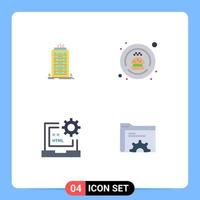 User Interface Pack of 4 Basic Flat Icons of bulding coding tower order development Editable Vector Design Elements