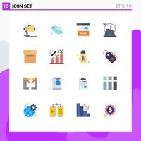 Set of 16 Modern UI Icons Symbols Signs for mountain goal spring flag website Editable Pack of Creative Vector Design Elements