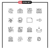 16 iconos creativos, signos y símbolos modernos de configuración de la casa de correo empresarial, elementos de diseño vectorial editables seo vector
