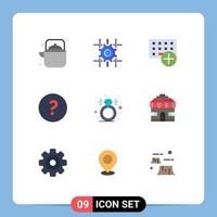 conjunto de 9 iconos de interfaz de usuario modernos signos de símbolos para elementos de diseño de vector editables de gadget de círculo de línea de ayuda de diamante