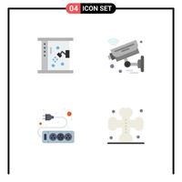 grupo de 4 iconos planos modernos establecidos para baño ducha electrónica iot socket elementos de diseño vectorial editables vector