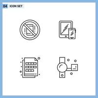 4 Thematic Vector Filledline Flat Colors and Editable Symbols of avoid phone off business extension Editable Vector Design Elements