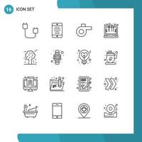 Pack of 16 creative Outlines of canada alpine user laptop computer Editable Vector Design Elements