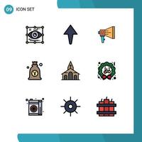 Set of 9 Modern UI Icons Symbols Signs for money japan digital yen speaker Editable Vector Design Elements