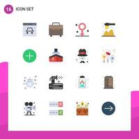 16 User Interface Flat Color Pack of modern Signs and Symbols of add spoon bag scoop medical Editable Pack of Creative Vector Design Elements