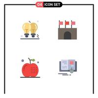 Modern Set of 4 Flat Icons and symbols such as bulb stadium light bulb flags cooking Editable Vector Design Elements