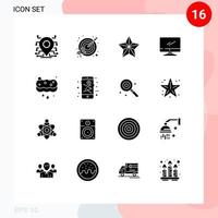 Modern Set of 16 Solid Glyphs and symbols such as clean imac christmas device computer Editable Vector Design Elements