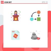 Universal Icon Symbols Group of 4 Modern Flat Icons of politician tactic woman office processing Editable Vector Design Elements