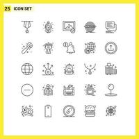 Line Pack of 25 Universal Symbols of target pencil emergency goal sync Editable Vector Design Elements