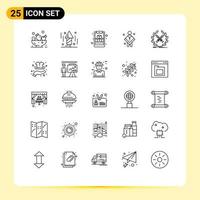 Set of 25 Modern UI Icons Symbols Signs for game battle cube preacher male Editable Vector Design Elements