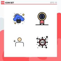 Pictogram Set of 4 Simple Filledline Flat Colors of security instagram secure st ad Editable Vector Design Elements