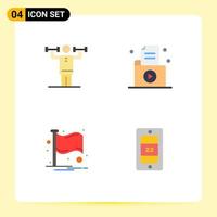 4 Creative Icons Modern Signs and Symbols of activity record physical file flag Editable Vector Design Elements