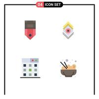 Flat Icon Pack of 4 Universal Symbols of badge business stripe setting technology Editable Vector Design Elements