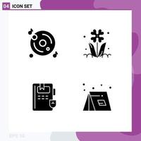 Modern Set of Solid Glyphs Pictograph of disk book multimedia flower knowledge Editable Vector Design Elements