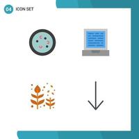 4 Universal Flat Icons Set for Web and Mobile Applications bacteria blow laboratory computer leaf Editable Vector Design Elements