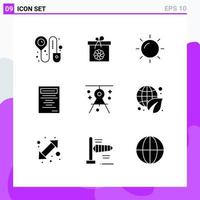 Set of 9 Modern UI Icons Symbols Signs for drawing draft rise compass study Editable Vector Design Elements