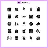 25 Thematic Vector Solid Glyphs and Editable Symbols of business location idea map dollar Editable Vector Design Elements