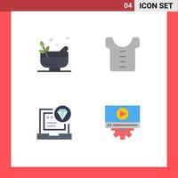 4 Universal Flat Icons Set for Web and Mobile Applications grinding code spa shirt develop Editable Vector Design Elements