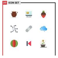 9 Thematic Vector Flat Colors and Editable Symbols of connect worldwide monitore network strawberry fondue Editable Vector Design Elements