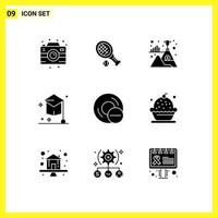 Group of 9 Modern Solid Glyphs Set for computers hat flag education college Editable Vector Design Elements