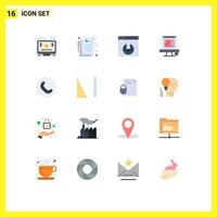 Set of 16 Modern UI Icons Symbols Signs for phone call web web layout web designing Editable Pack of Creative Vector Design Elements