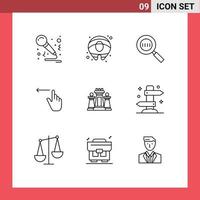 User Interface Pack of 9 Basic Outlines of strategy chess code search left gestures Editable Vector Design Elements