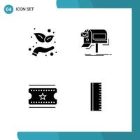 4 Universal Solid Glyphs Set for Web and Mobile Applications growth film tickets campaigns newsletter education Editable Vector Design Elements