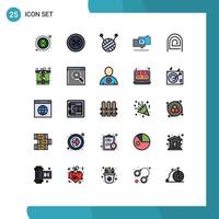 25 Thematic Vector Filled line Flat Colors and Editable Symbols of reader password ball of wool fingerprint digital Editable Vector Design Elements