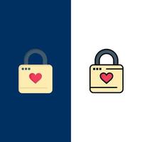 Lock Locker Heart Heart Hacker Heart Lock  Icons Flat and Line Filled Icon Set Vector Blue Background
