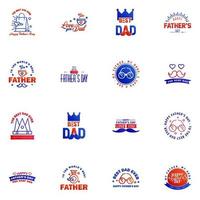 Happy fathers day greeting cards set 16 Blue and red Vector typography lettering Usable for banners print You are the best dad text design Editable Vector Design Elements