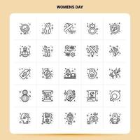OutLine 25 Womens Day Icon set Vector Line Style Design Black Icons Set Linear pictogram pack Web and Mobile Business ideas design Vector Illustration