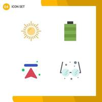 4 Thematic Vector Flat Icons and Editable Symbols of landscape upload battery arrow glasses Editable Vector Design Elements