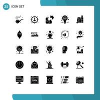 Group of 25 Modern Solid Glyphs Set for milk compete target bid bid Editable Vector Design Elements