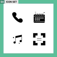 User Interface Pack of 4 Basic Solid Glyphs of call sound schedule calendar arrow Editable Vector Design Elements