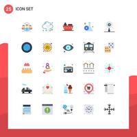 Universal Icon Symbols Group of 25 Modern Flat Colors of settings research cloud cogwheel sea Editable Vector Design Elements