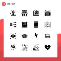 Pack of 16 creative Solid Glyphs of base data construction spring date Editable Vector Design Elements