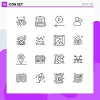 User Interface Pack of 16 Basic Outlines of repair house gadgets work mark Editable Vector Design Elements