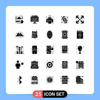 25 User Interface Solid Glyph Pack of modern Signs and Symbols of research money web card iot Editable Vector Design Elements