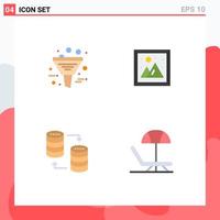 Pack of 4 Modern Flat Icons Signs and Symbols for Web Print Media such as business database management interior sql Editable Vector Design Elements