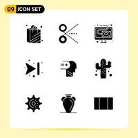 Set of 9 Modern UI Icons Symbols Signs for medical health digital skip arrows Editable Vector Design Elements