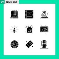 Set of 9 Modern UI Icons Symbols Signs for farm sense projection perception feel Editable Vector Design Elements