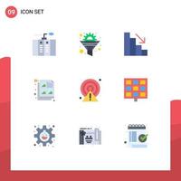 9 Flat Color concept for Websites Mobile and Apps alert document gear design fall Editable Vector Design Elements