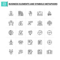 25 business elements and symbols metaphors icon set vector background