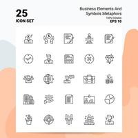 25 business elements and symbols metaphors Icon Set 100 Editable EPS 10 Files Business Logo Concept Ideas Line icon design vector