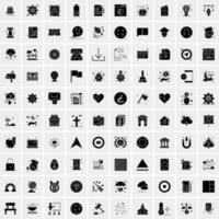 Set of 100 Business Solid Glyph icons vector